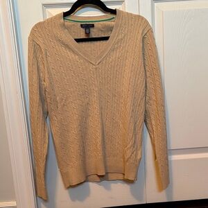 Tommy Hilfiger Beige V-Neck Sweater